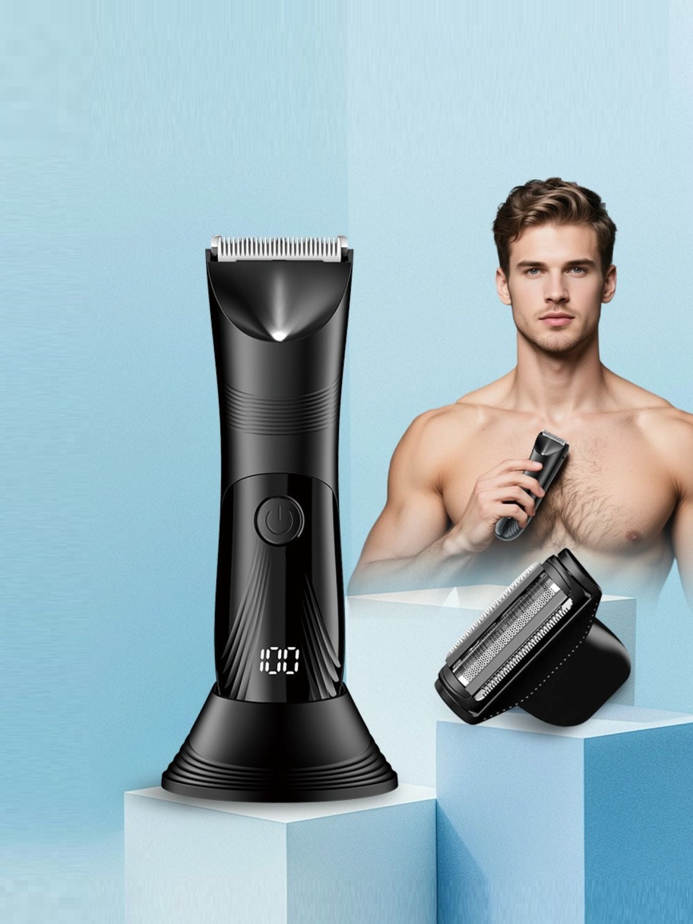 Black Painless Electric Hair Removal Epilator by Trendsi, showing the handheld device with a sleek design and epilating head.