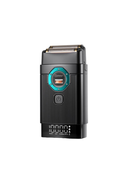 Black portable electric shaver by Trendsi with a compact design for easy grooming on the go.