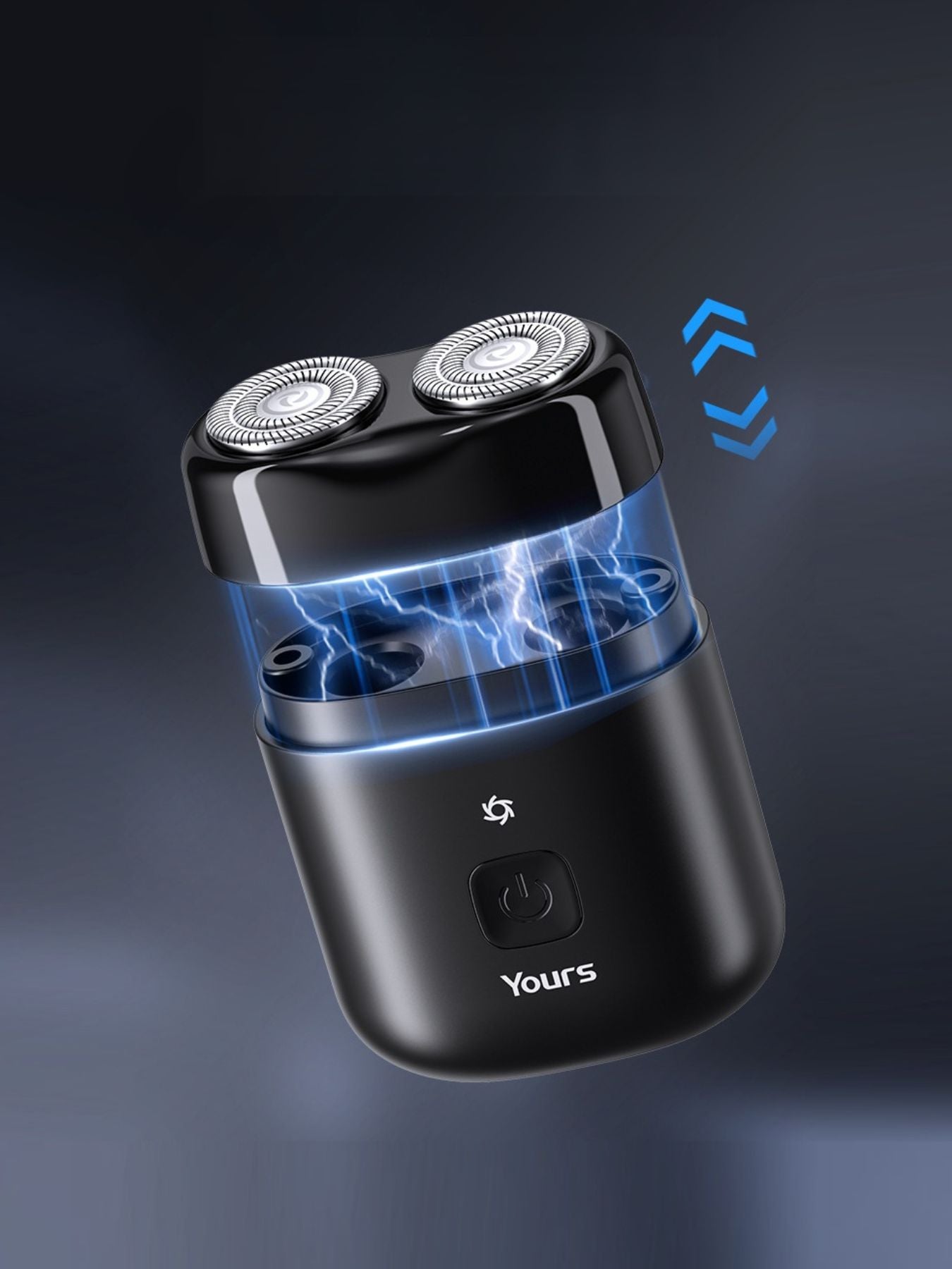 Black portable mini electric shaver by Trendsi with compact design and one-size fits all for quick grooming.