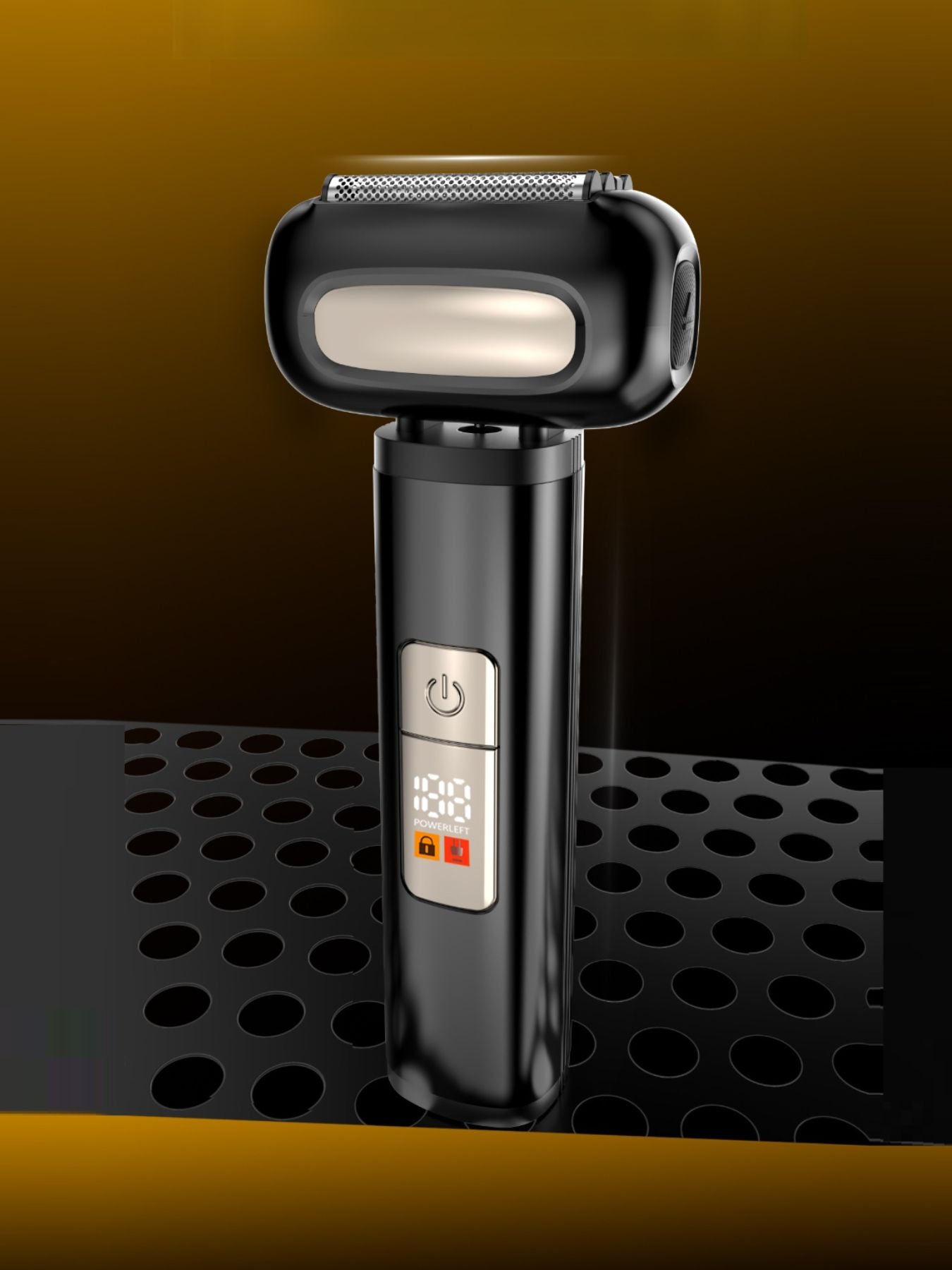 Black rechargeable electric foil shaver with digital display, Trendsi brand, designed for smooth, close shaving.