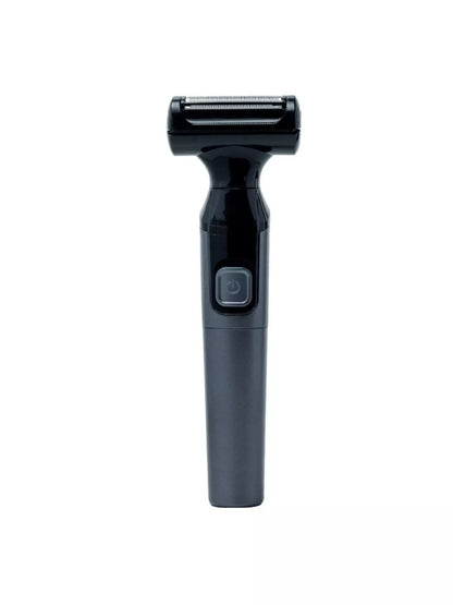 Black waterproof portable shaver by Trendsi, compact design ideal for travel and quick grooming.