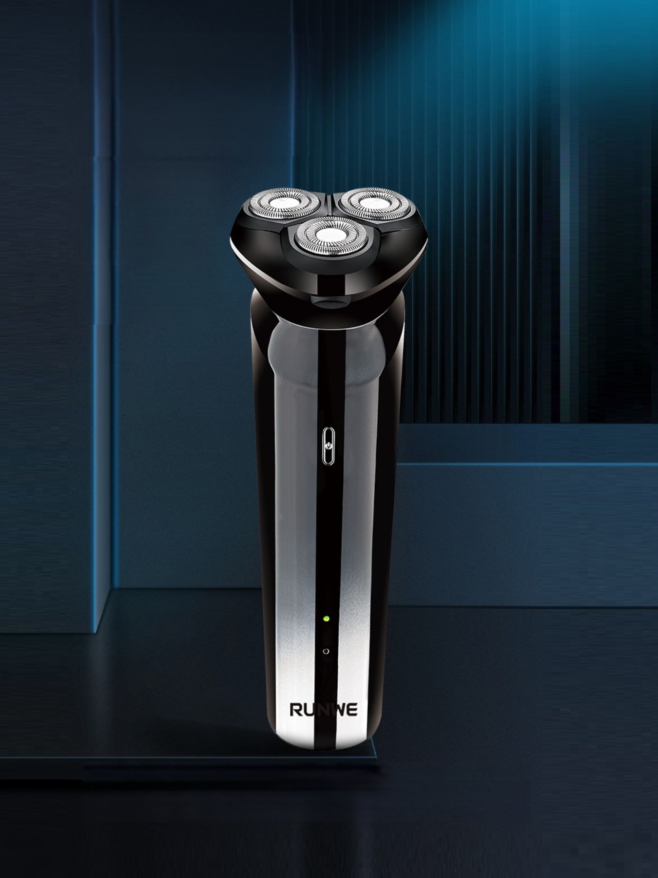 Black 3-head rotary electric shaver by Trendsi with a sleek design for close, comfortable shaving.