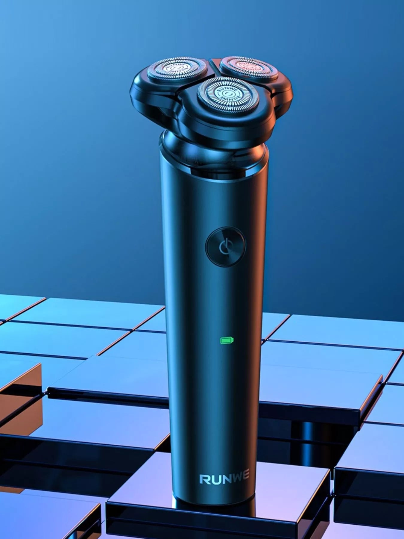 Black Trendsi 3-head rotary electric shaver with ergonomic design, close shave blades, and easy grip handle.