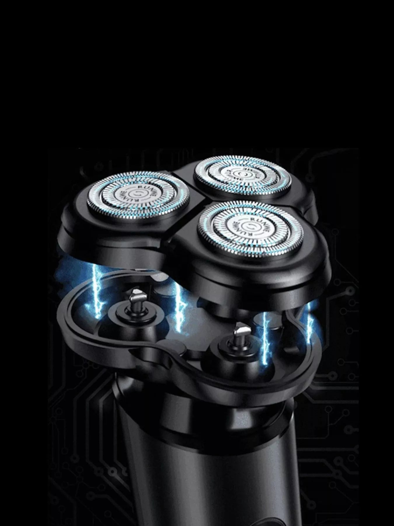 Black 3-head rotary electric shaver by Trendsi with ergonomic design and multiple rotary blades for a close, smooth shave.