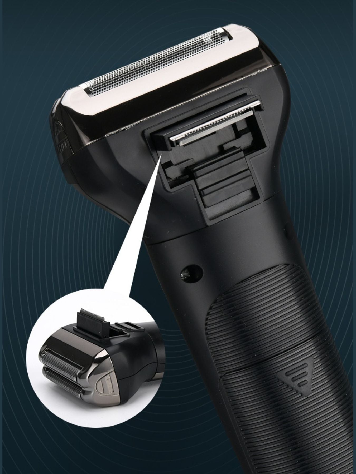 Black Trendsi 3-in-1 multifunctional electric shaver with multiple attachments for versatile grooming.