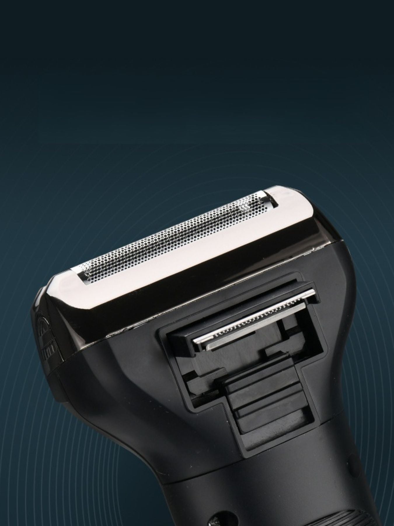 Black Trendsi 3-in-1 multifunctional electric shaver with interchangeable heads for face, body, and hair grooming.