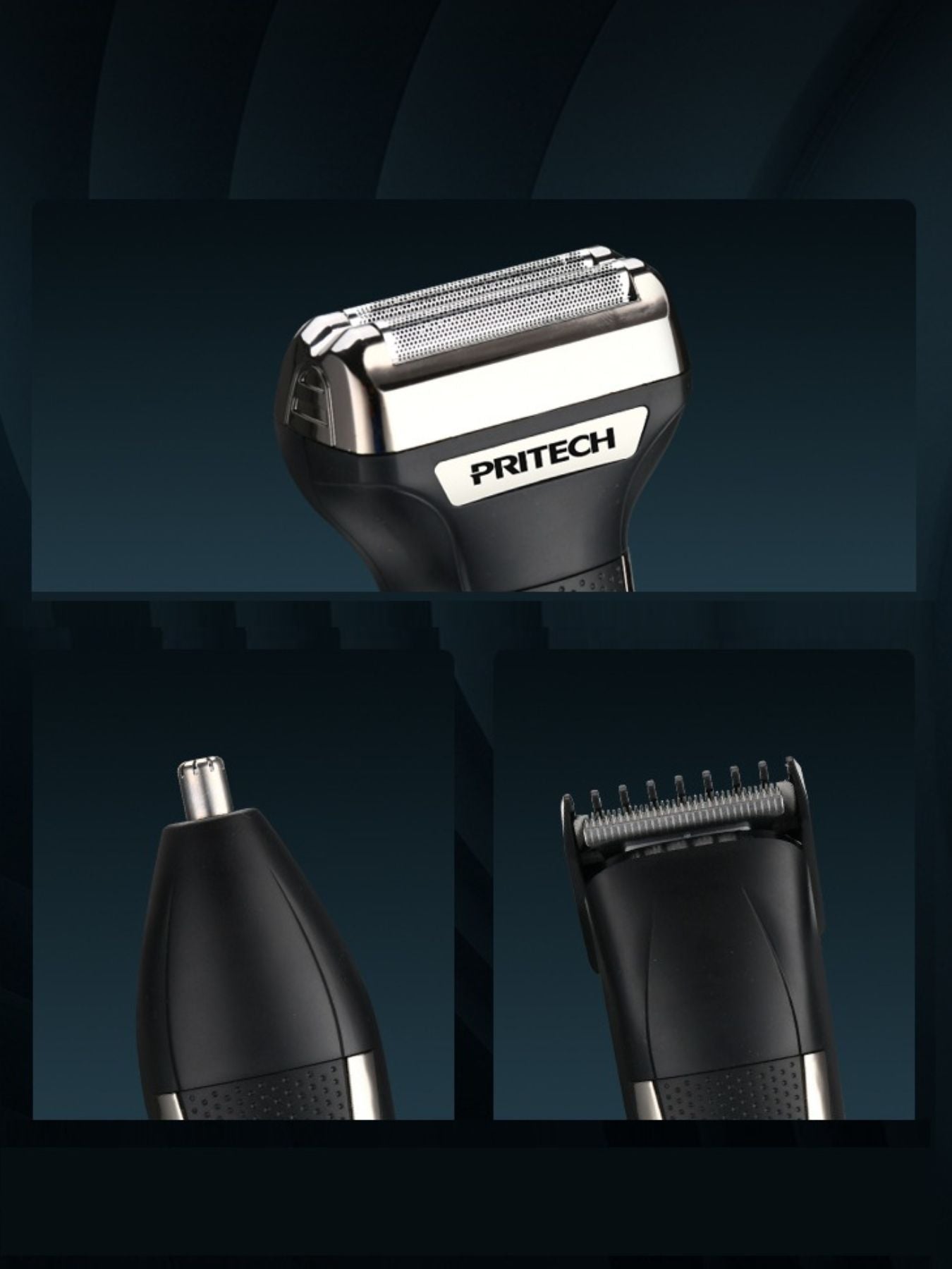 Black Trendsi 3-in-1 multifunctional electric shaver with adjustable head and ergonomic handle for versatile grooming.