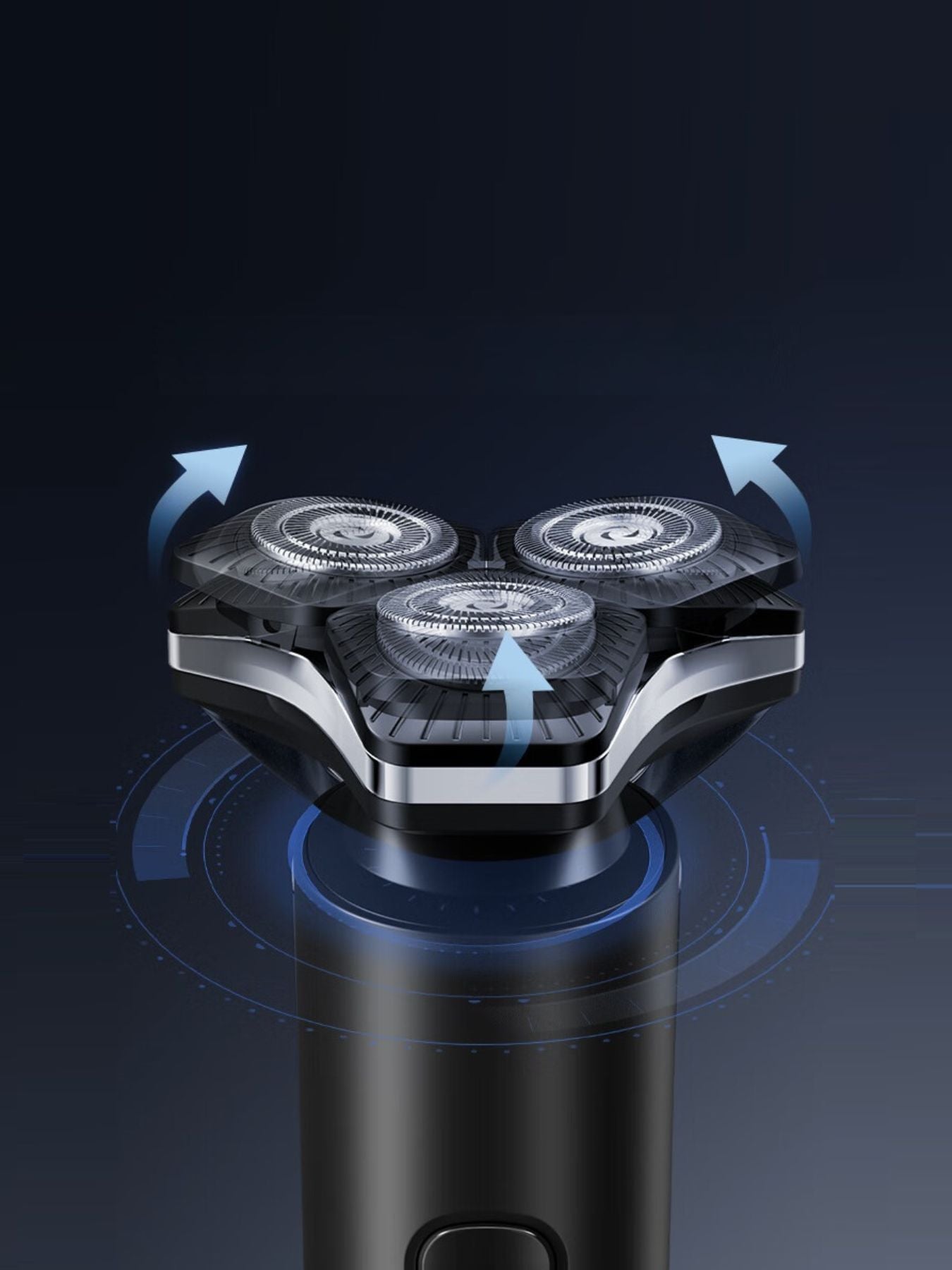 Black 3D rotary electric shaver with LED display and ergonomic design, perfect for a smooth, close shave.