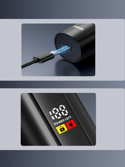 Black Trendsi 3D rotary electric shaver with LED display, showcasing multiple rotary heads and sleek design.