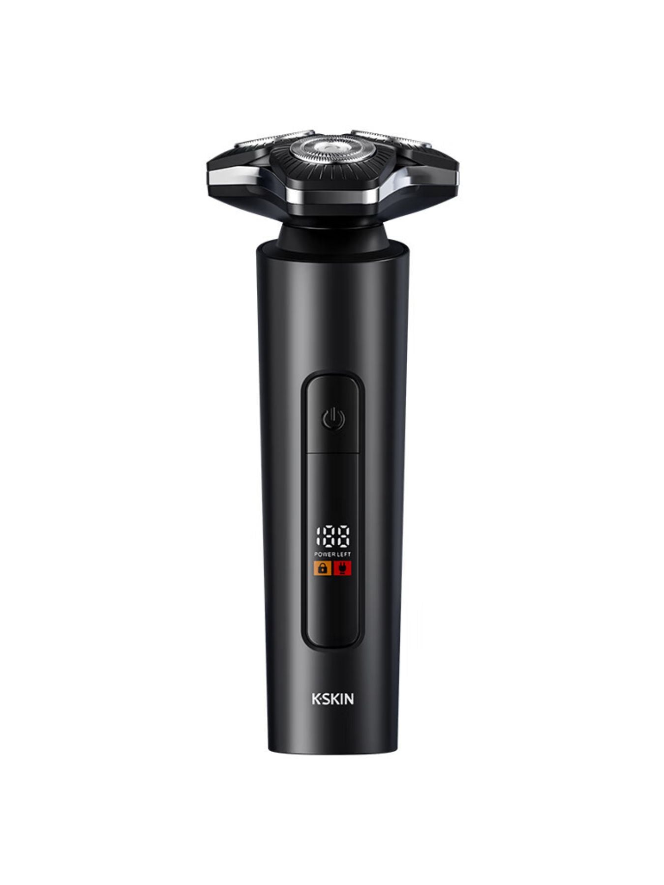 Black 3D rotary electric shaver with LED display from Trendsi, featuring multiple rotary blades and a sleek ergonomic design.