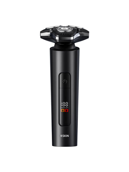 Black 3D rotary electric shaver with LED display from Trendsi, featuring multiple rotary blades and a sleek ergonomic design.