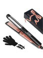 Black adjustable temperature hair straightener from Trendsi with ergonomic design and digital temperature control.