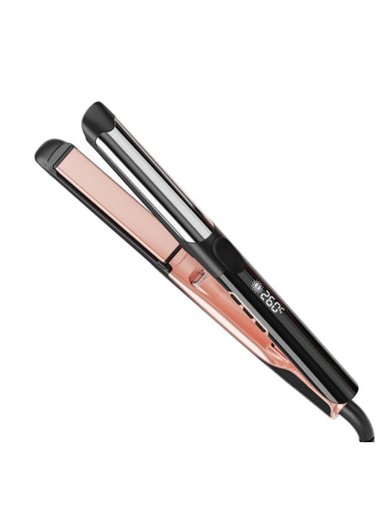 Black adjustable temperature hair straightener by Trendsi, with a sleek design and digital temperature control for styling.