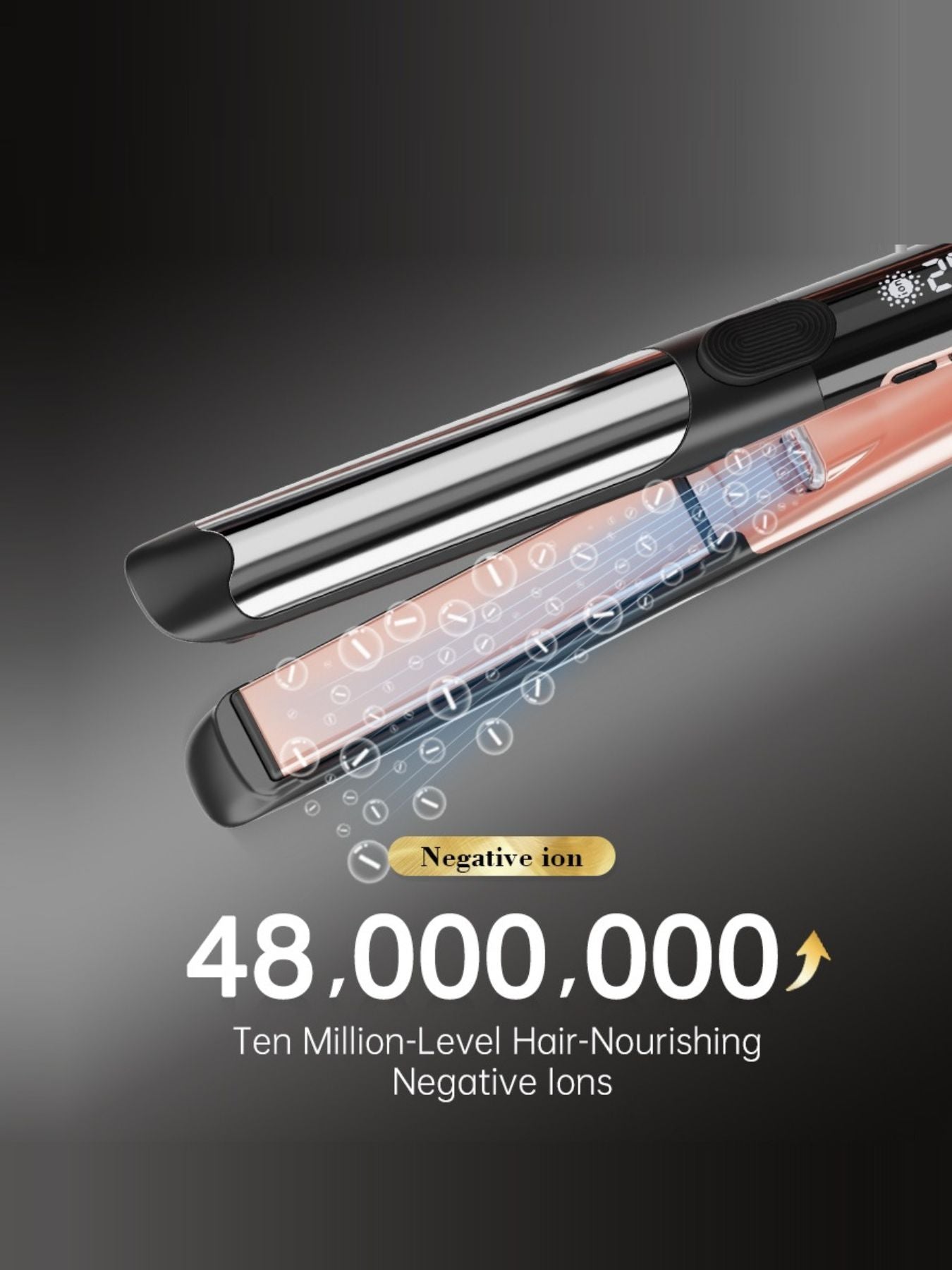 Black adjustable temperature hair straightener from Trendsi with a sleek design and digital temperature controls.
