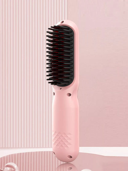 Black adjustable temperature hair straightening comb by Trendsi, featuring a sleek design and wide teeth for smooth styling.