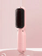 Black adjustable temperature hair straightening comb by Trendsi, featuring a sleek design and wide teeth for smooth styling.