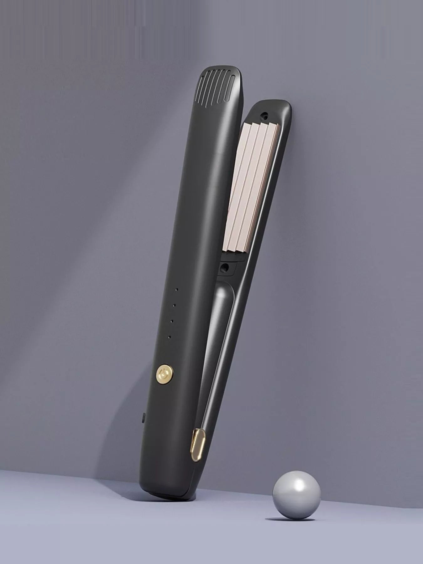 Black adjustable temperature straightener by Trendsi with a sleek design, perfect for versatile hair styling.
