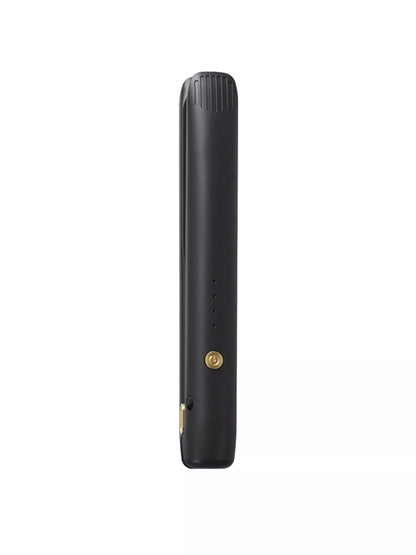 Black adjustable temperature hair straightener by Trendsi, featuring a sleek design and customizable heat settings.