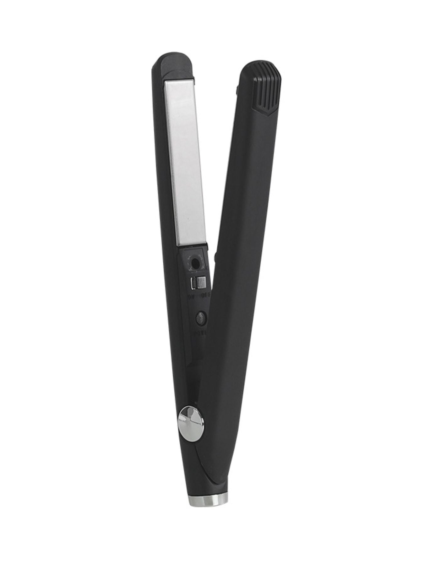 Black ceramic hair straightener from Trendsi, with a sleek design and ceramic plates for smooth, straight hair styling.