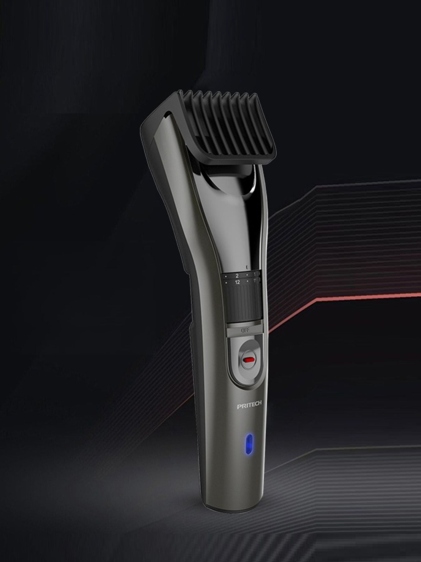 Black Trendsi cordless hair clipper with adjustable blades and ergonomic design for easy grooming.