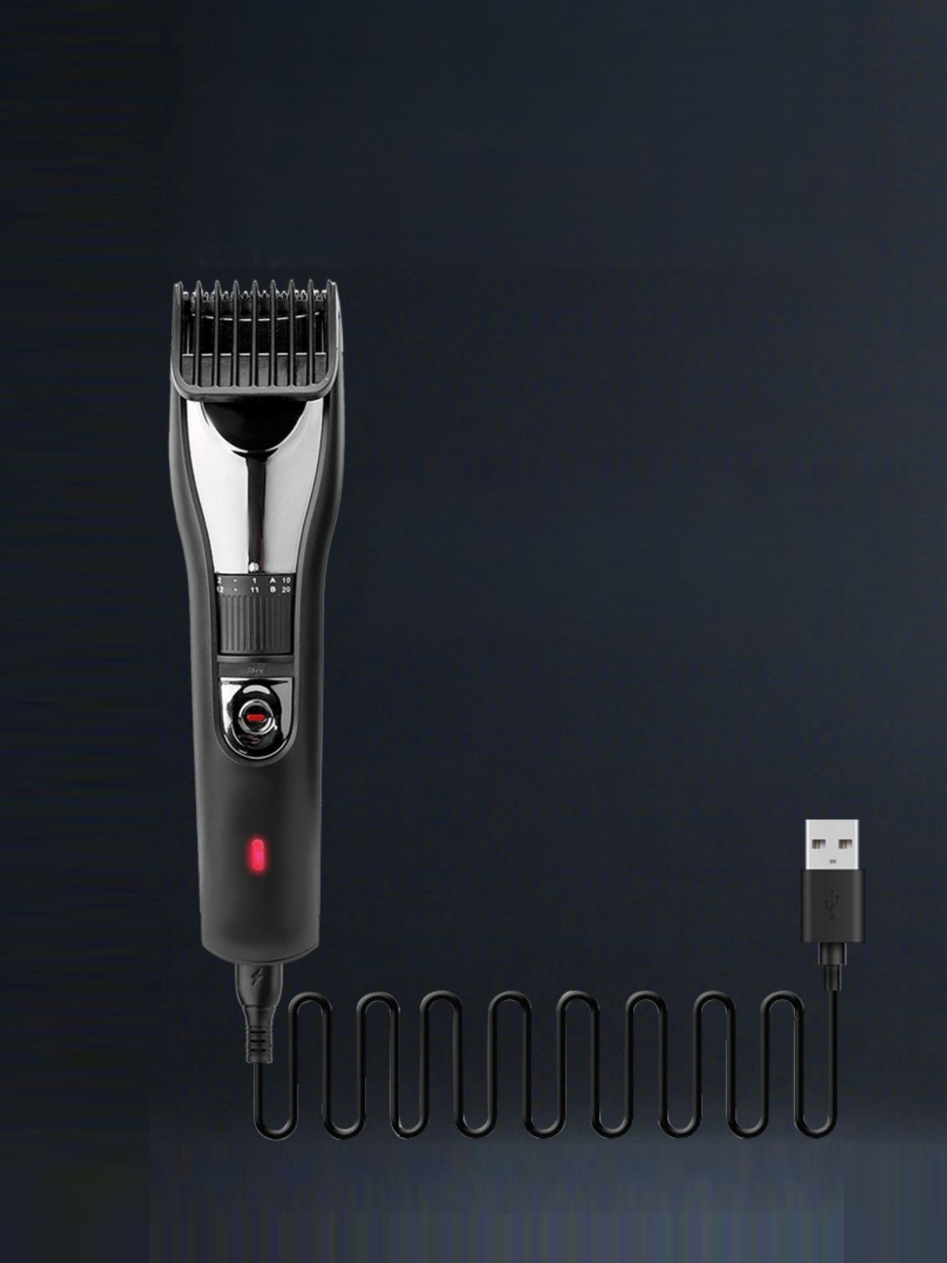 Black cordless hair clipper by Trendsi with ergonomic design and adjustable blades for easy haircutting at home.