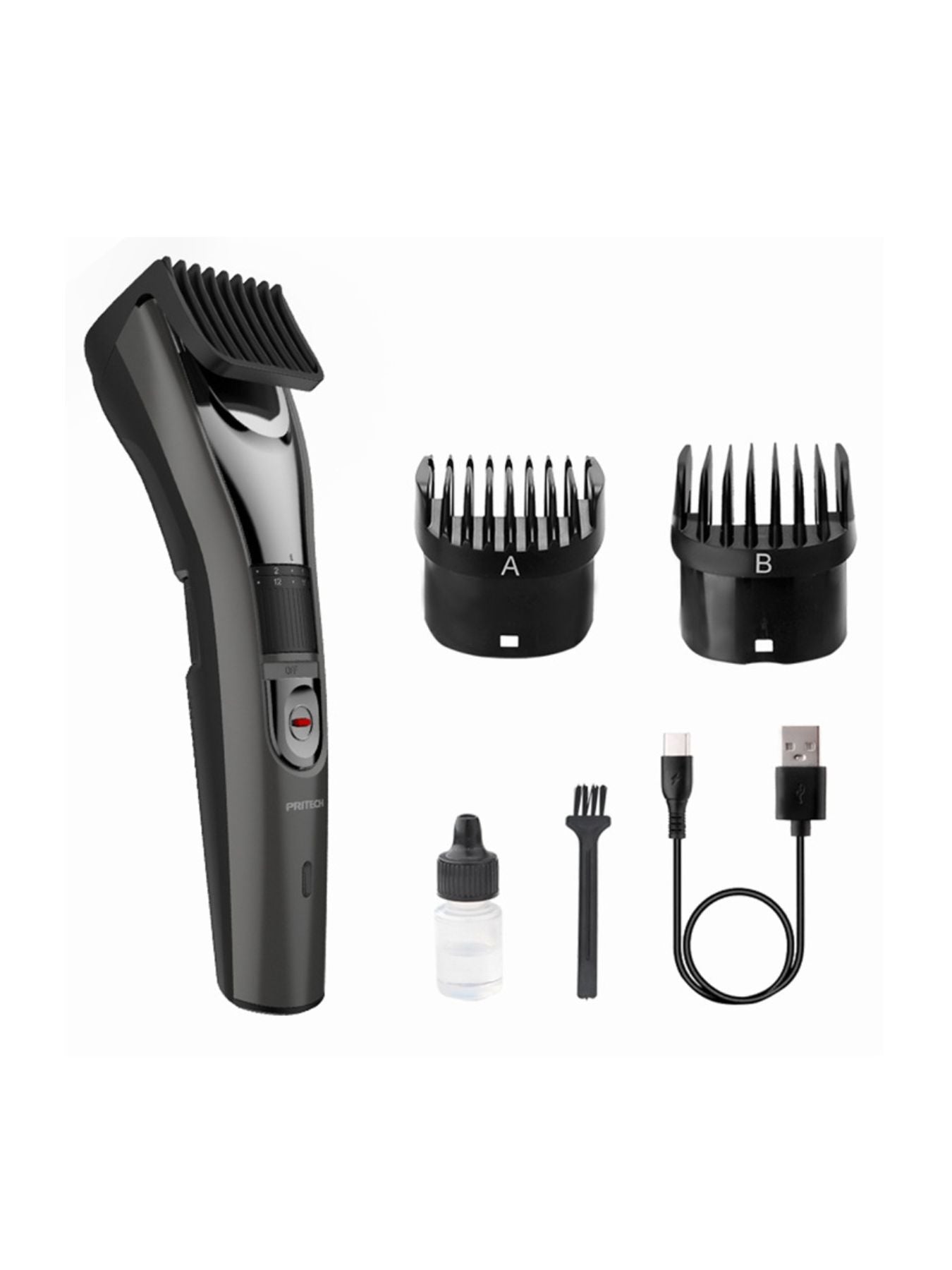 Black cordless hair clipper by Trendsi with ergonomic design and adjustable blades for easy hair trimming.