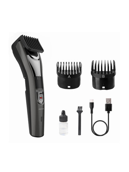 Black cordless hair clipper by Trendsi with ergonomic design and adjustable blades for easy hair trimming.