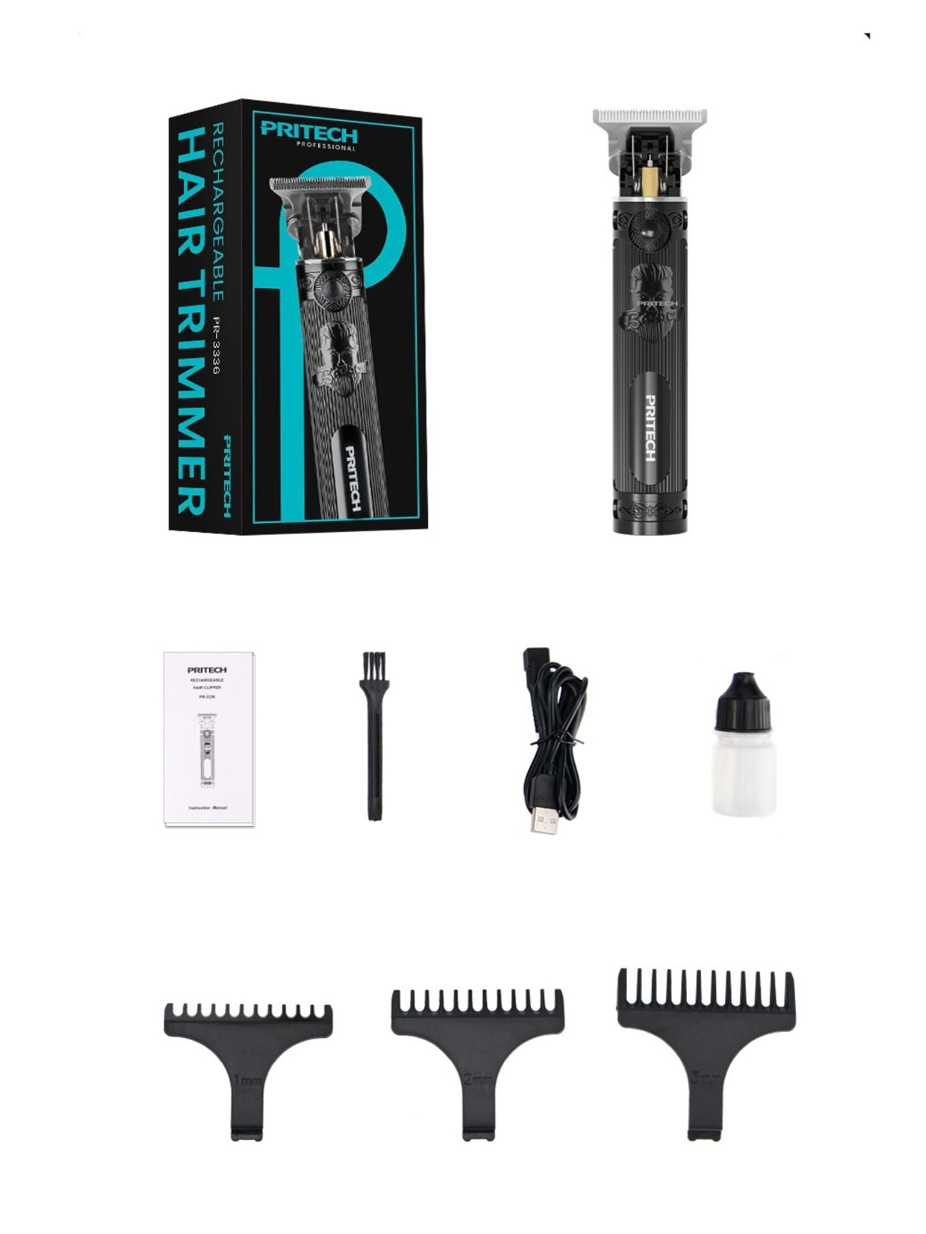Black Trendsi cordless hair clipper with ergonomic design and adjustable blades for easy hair trimming.