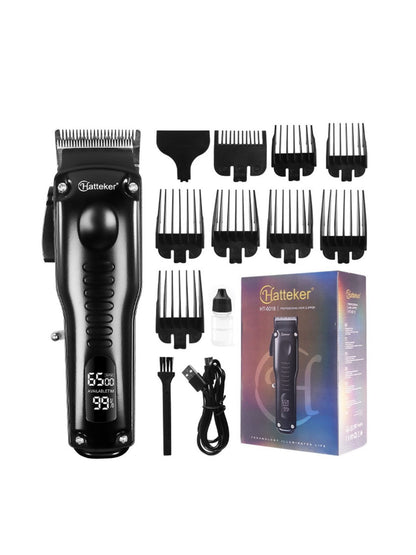 Black cordless hair clipper by Trendsi with ergonomic design and adjustable blades for easy hair trimming.
