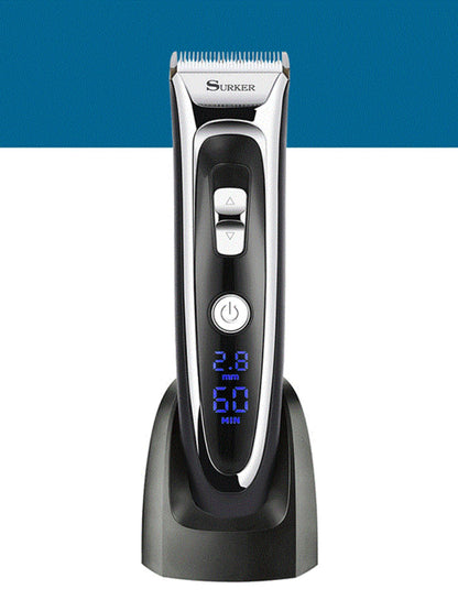 Black cordless hair clipper from Trendsi with ergonomic design and adjustable blades for easy hair cutting.
