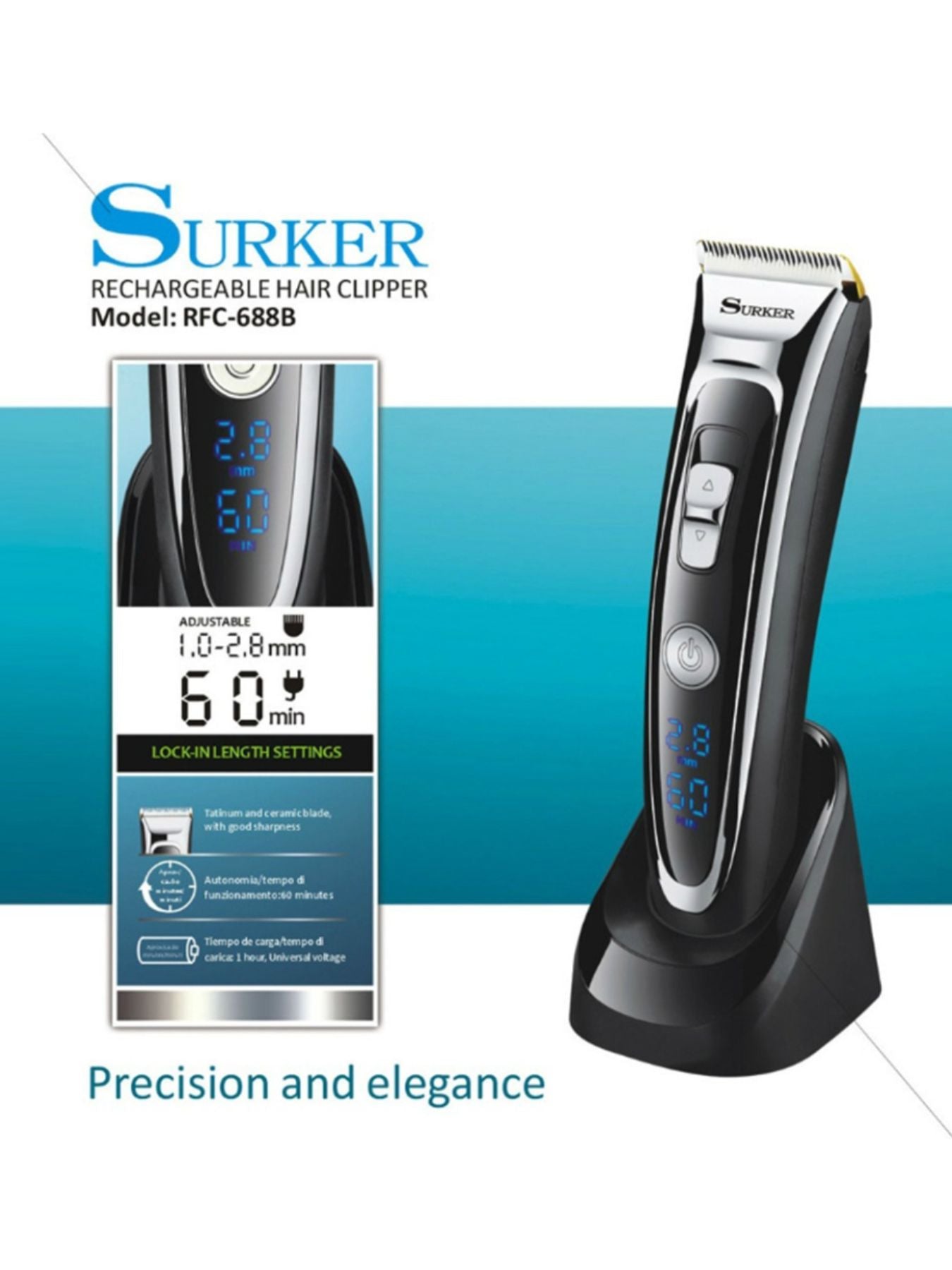 Black cordless hair clipper by Trendsi with a sleek design, suitable for hair trimming and grooming.