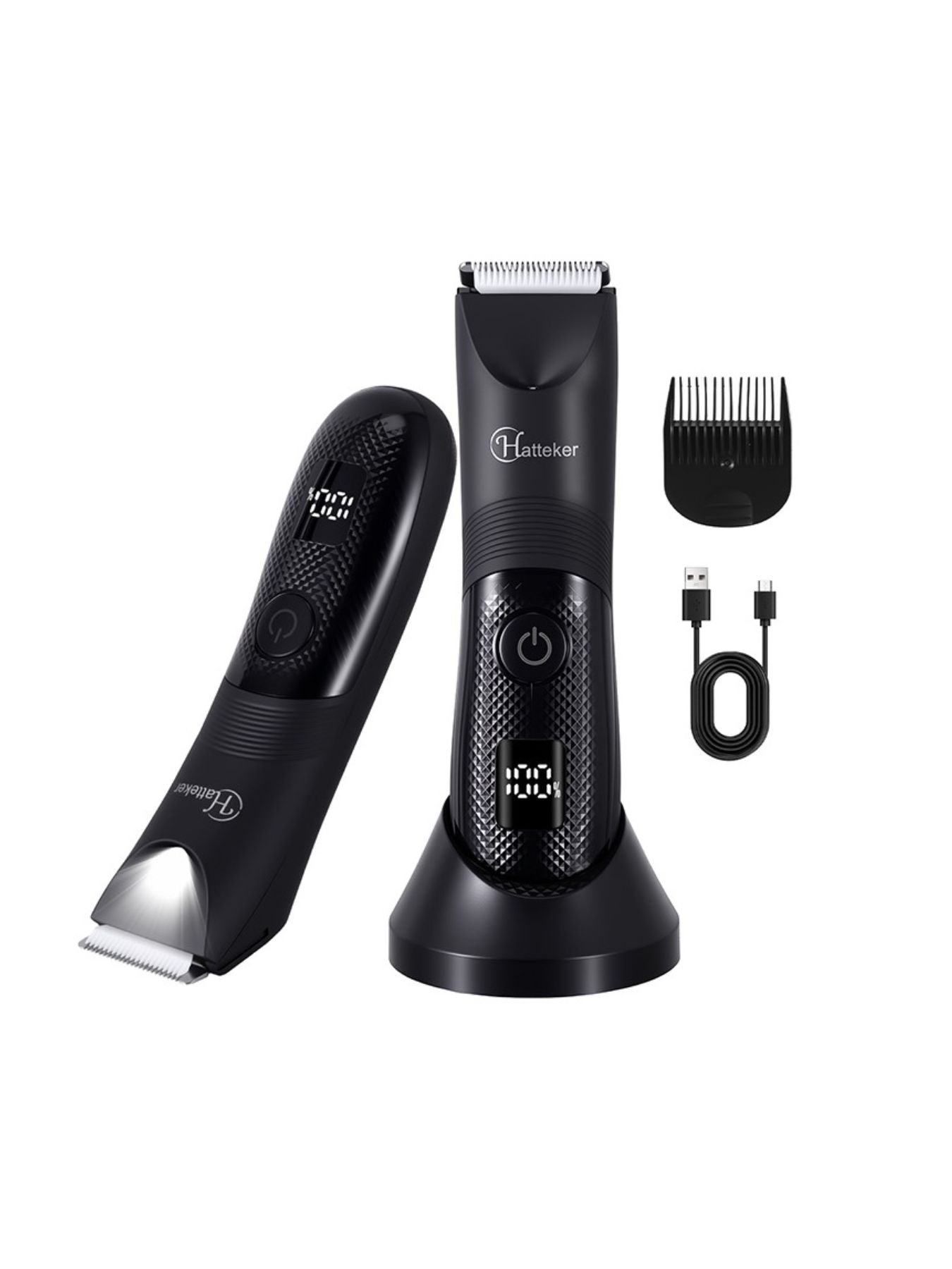 Black cordless hair removal epilator by Trendsi with ergonomic handle and multiple attachment heads for efficient hair removal.