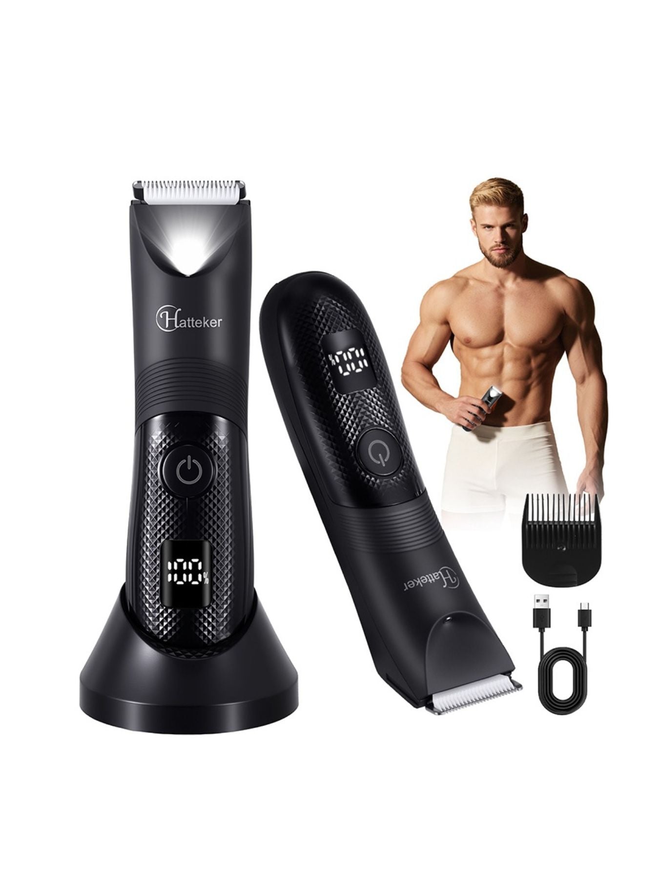 Black Trendsi cordless hair removal epilator with ergonomic design and multiple attachment heads for efficient hair removal.