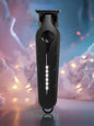 Black cordless LED hair clipper by Trendsi with a sleek design, showing the clipper’s blades and ergonomic handle.
