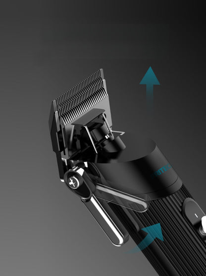Black cordless rechargeable hair clipper from Trendsi with ergonomic design and adjustable blades for precise haircutting.