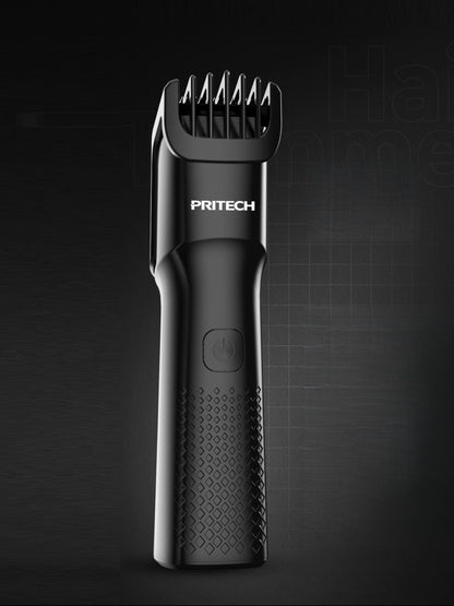 Black cordless rechargeable hair clipper from Trendsi, shown with adjustable blades and ergonomic design for easy grooming.