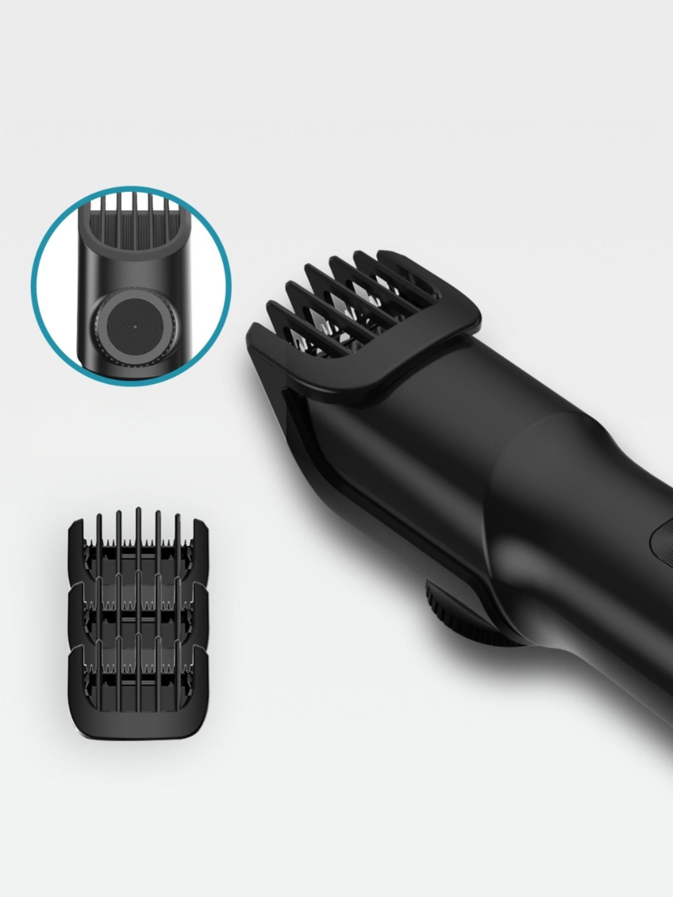 Black cordless rechargeable hair clipper by Trendsi with ergonomic design, suitable for professional and home hair cutting.