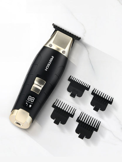 Black cordless rechargeable hair clipper from Trendsi with adjustable blades and ergonomic design for easy grooming.