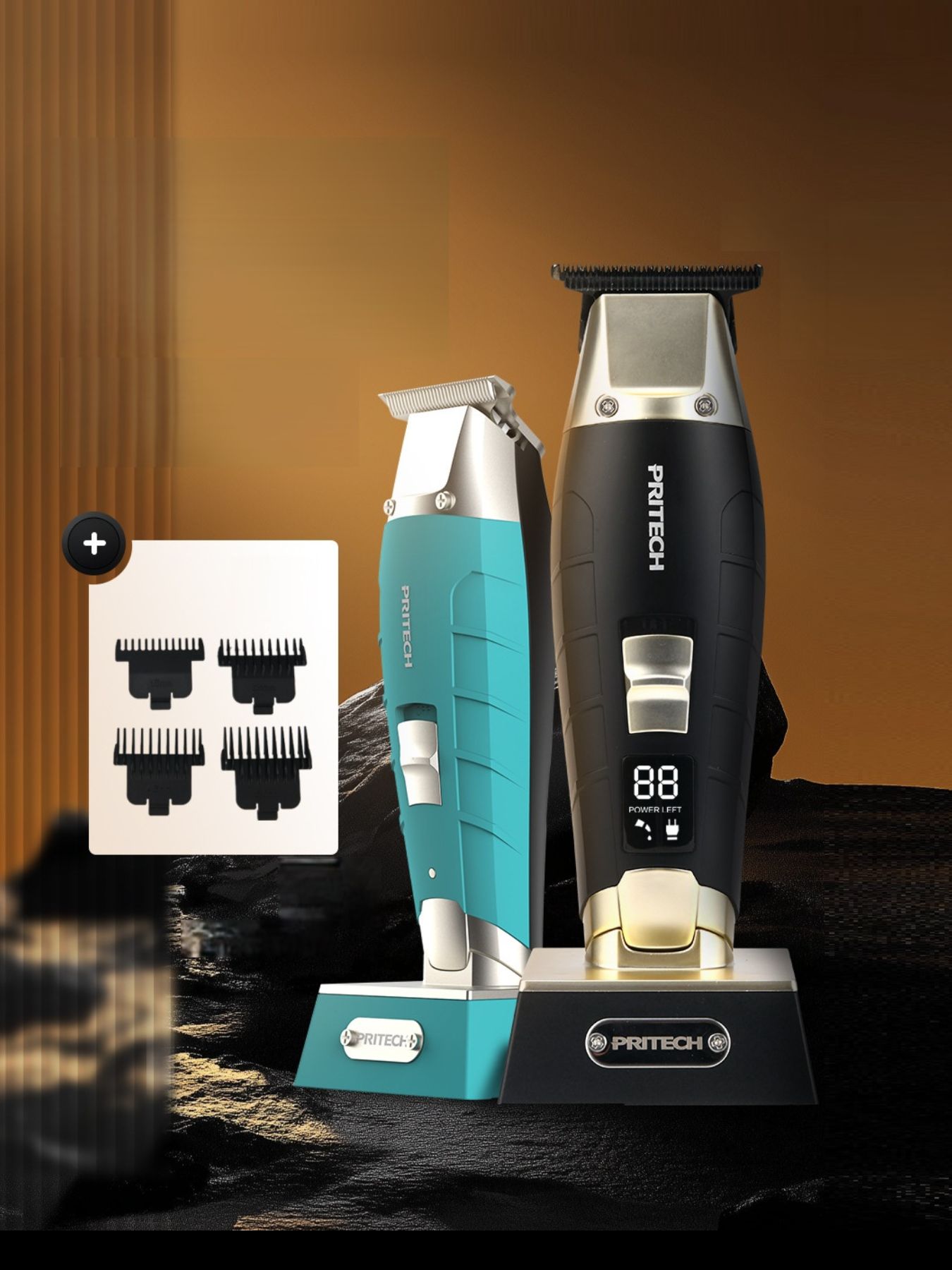 Black cordless rechargeable hair clipper by Trendsi with adjustable blades, designed for easy styling and grooming.