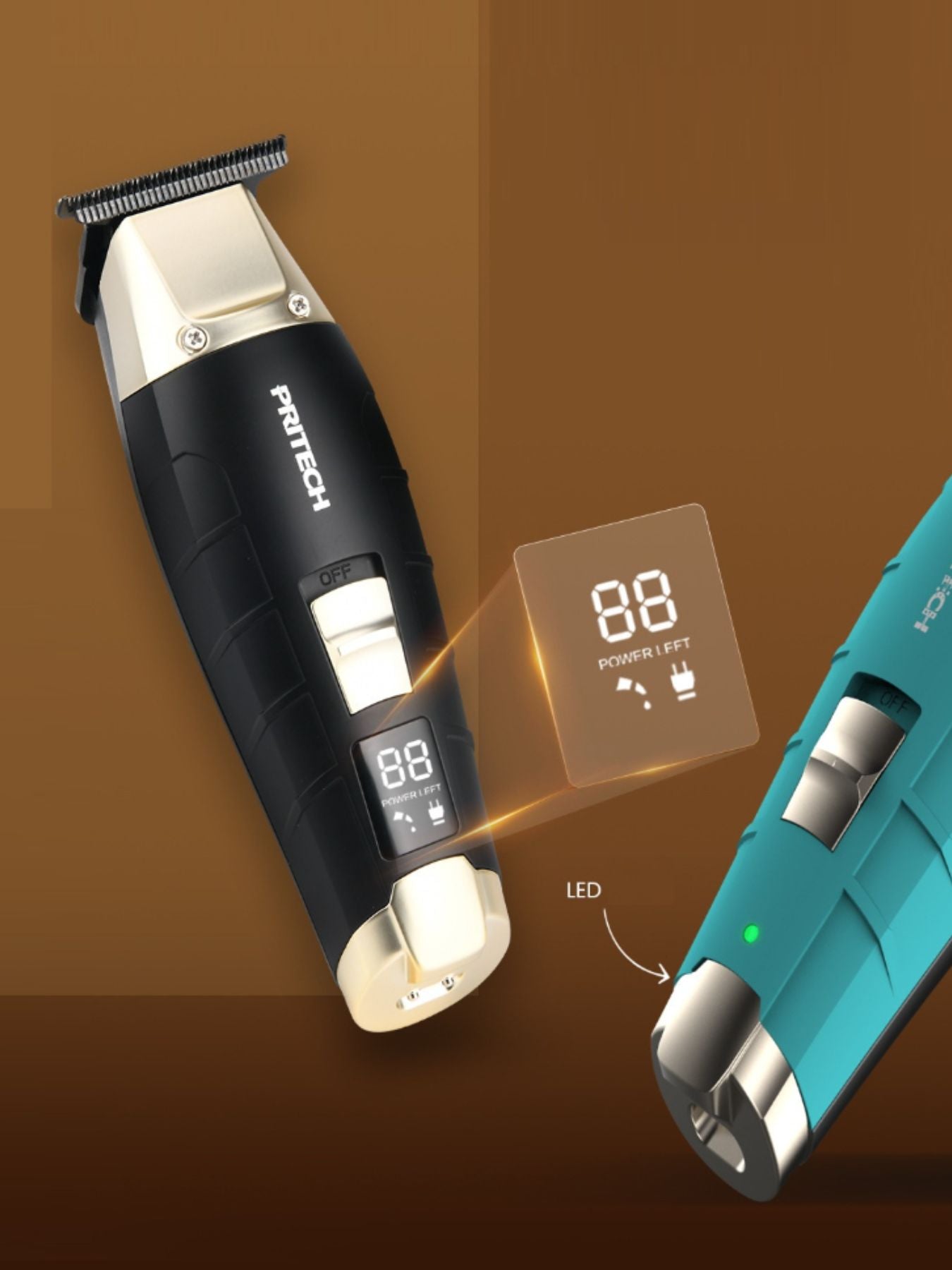 Black cordless rechargeable hair clipper from Trendsi with a sleek design and adjustable blades for precise hair cutting.