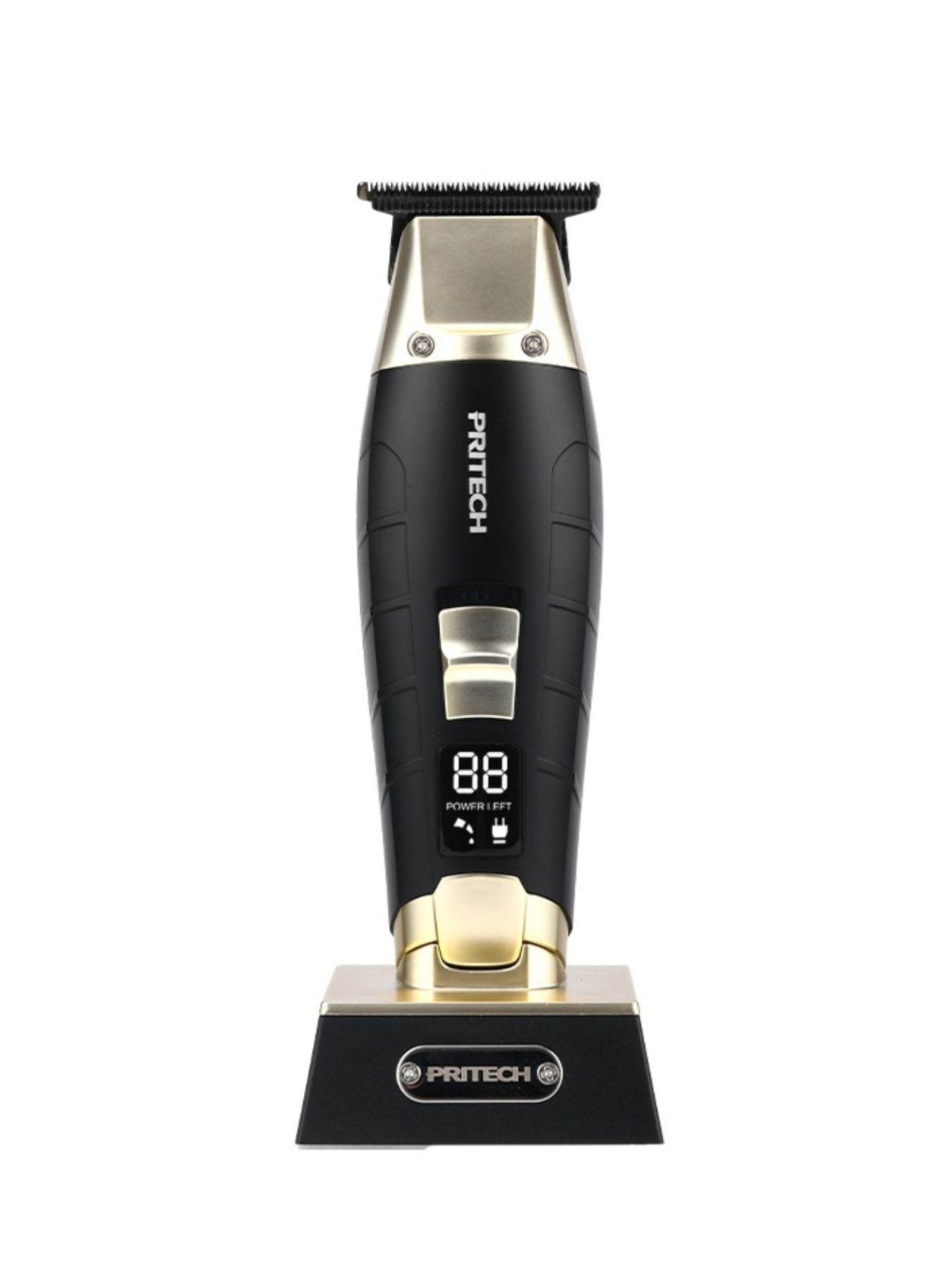 Black cordless rechargeable hair clipper by Trendsi, showing a sleek, compact design ideal for easy haircutting at home.