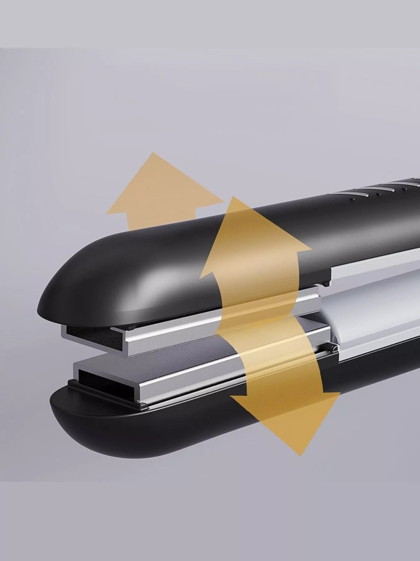 Black cordless rechargeable hair straightener by Trendsi, showing sleek design and compact styling features.