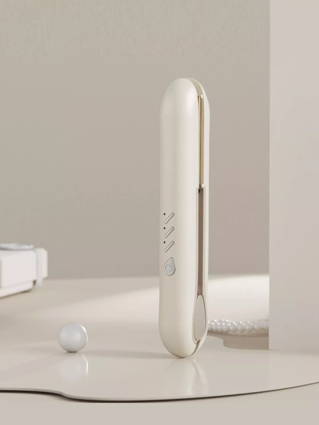 Black Trendsi cordless rechargeable hair straightener with sleek design and compact size for easy styling on the go.