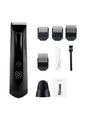 Black electric hair removal epilator with LED display from Trendsi, showcasing its sleek design and multiple attachment options.