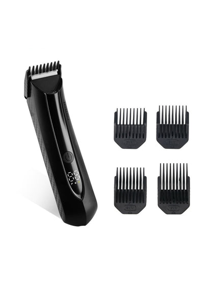 Black electric hair removal epilator with LED display from Trendsi, showing multiple epilation heads and control buttons.