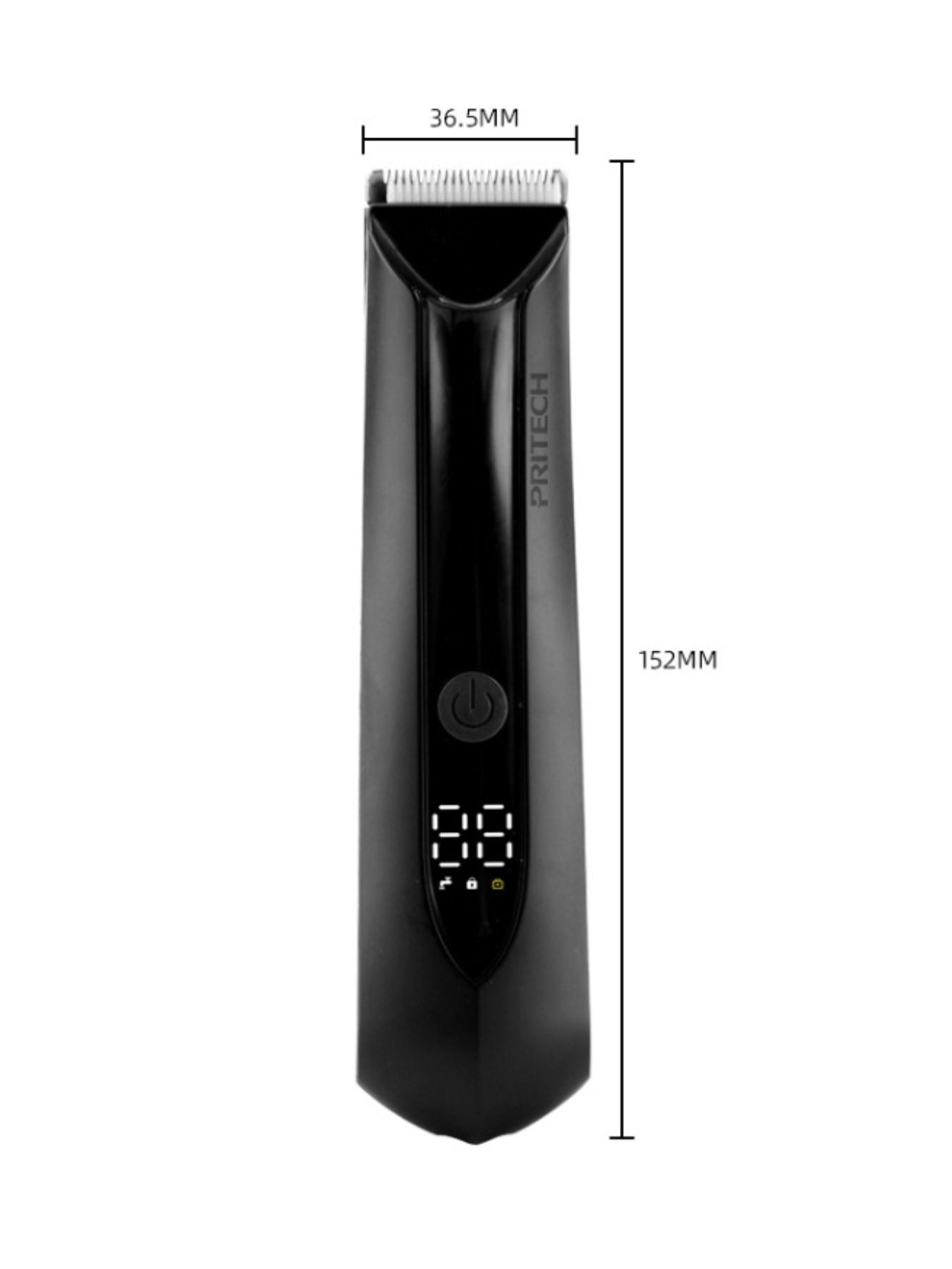 Black electric hair removal epilator with LED display from Trendsi, showing multiple attachments and sleek design.