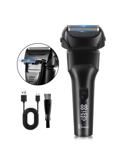 Black Trendsi electric LED display shaver with a sleek design and one size fits all for a close, comfortable shave.