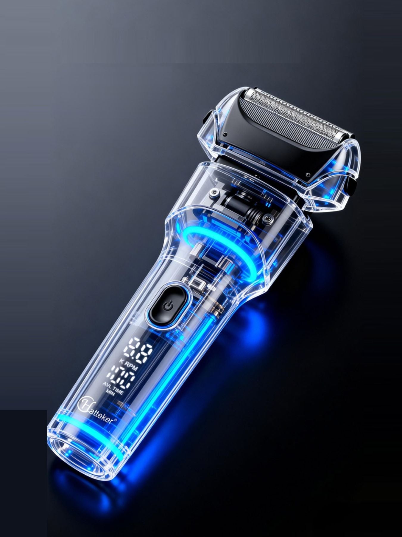Black Trendsi electric LED display shaver with a sleek design and one-size-fits-all handle, suitable for close shaving.