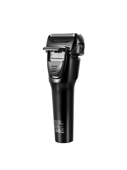 Black electric LED display shaver by Trendsi with a sleek design and one-size-fits-all head, showing the digital screen and foil blades.