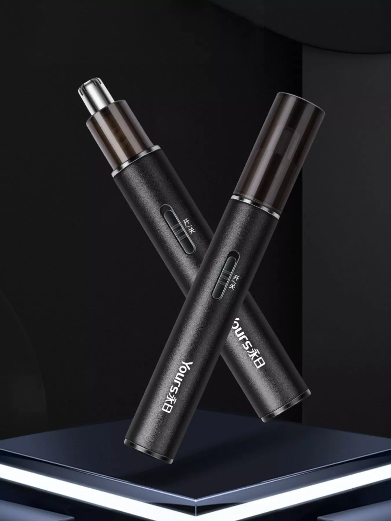 Black Trendsi electric nose hair trimmer with compact design and precision blades for safe grooming.